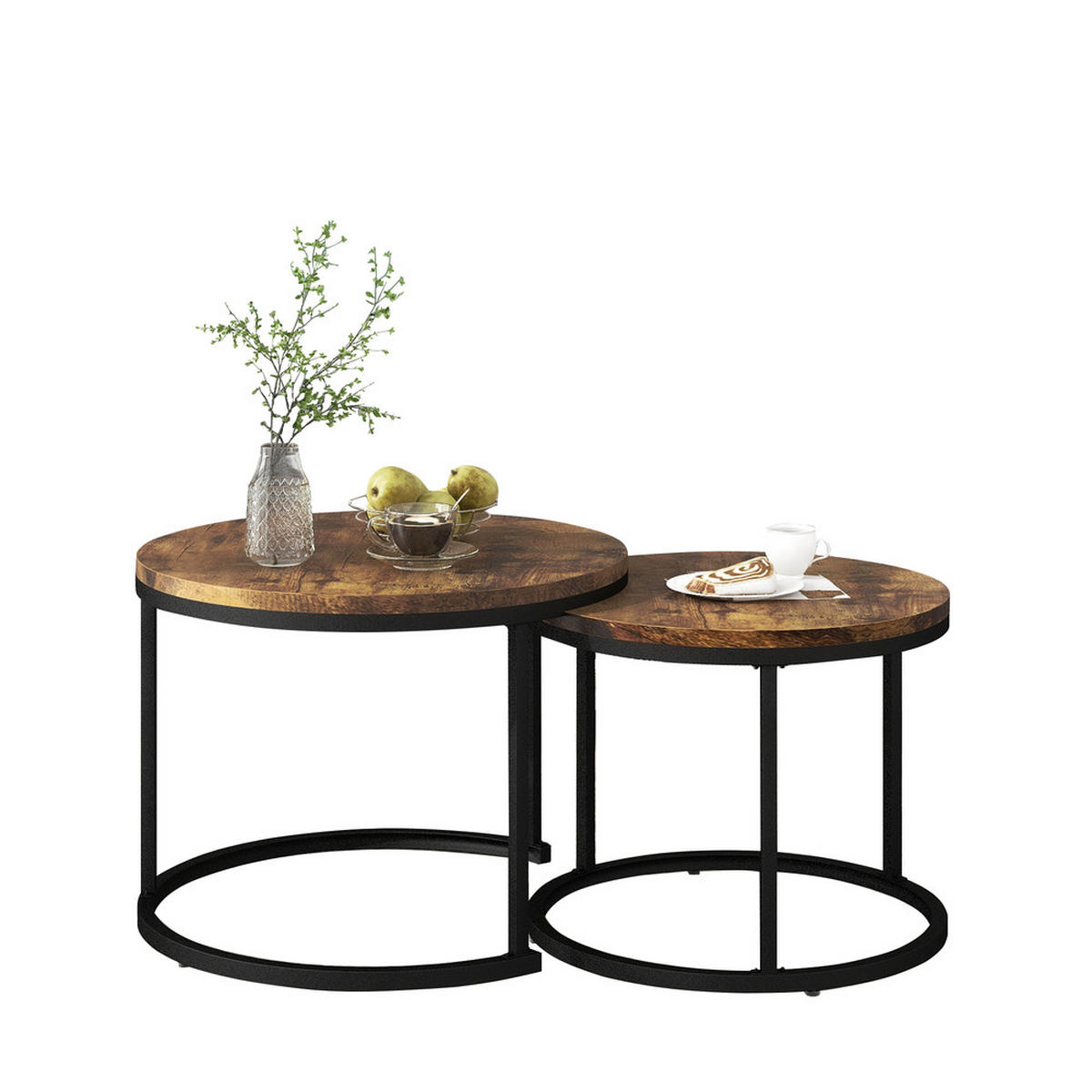 COUCHTISCH SET 2-TEILIG Rund Nestform Beistelltisch Braun - Braun, Holz (80/80/12cm) - FLIEKS