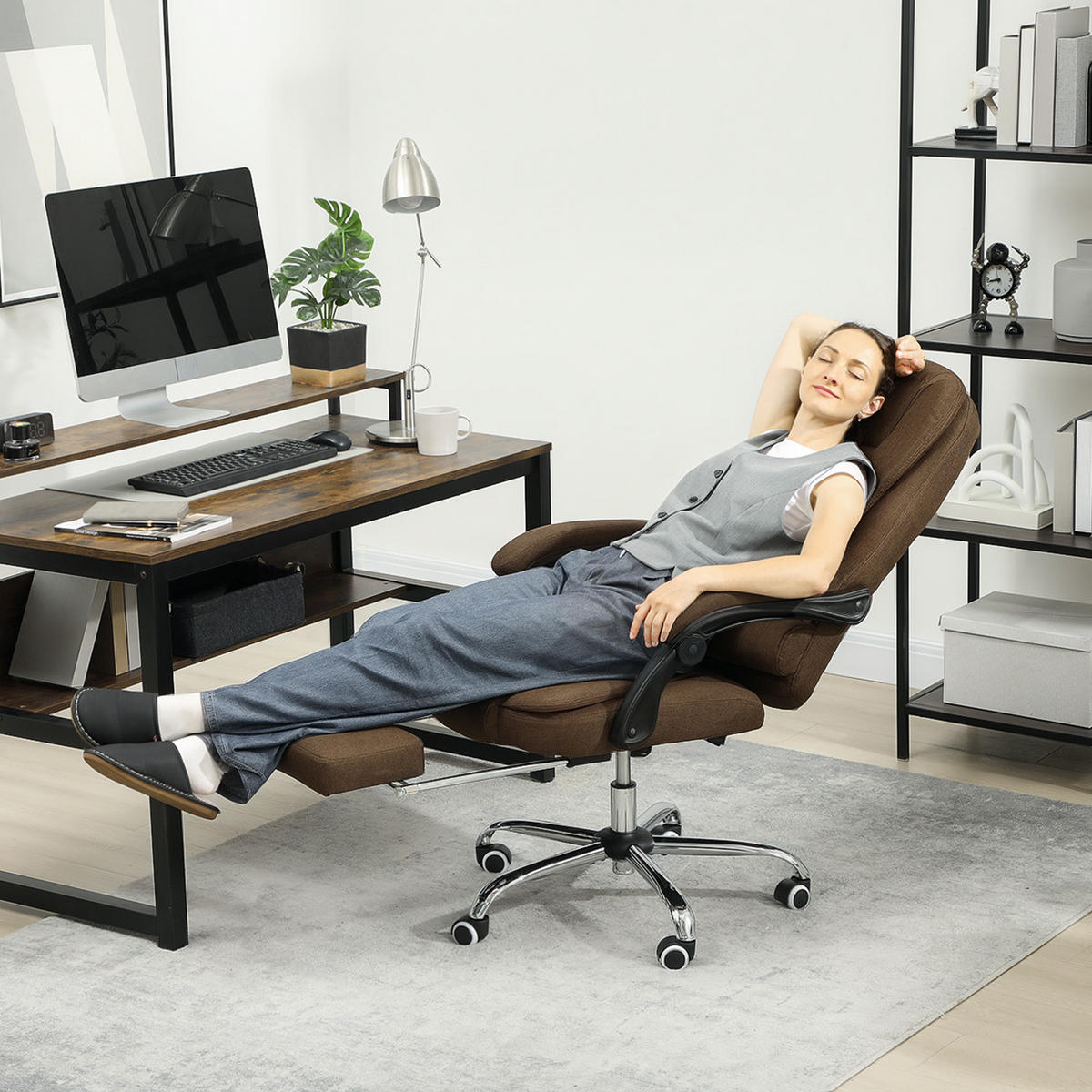 CHEFSESSEL DE-11759 65/70/110-118 cm Braun - Braun, Textil (65/118/70cm) - ComfortXL
