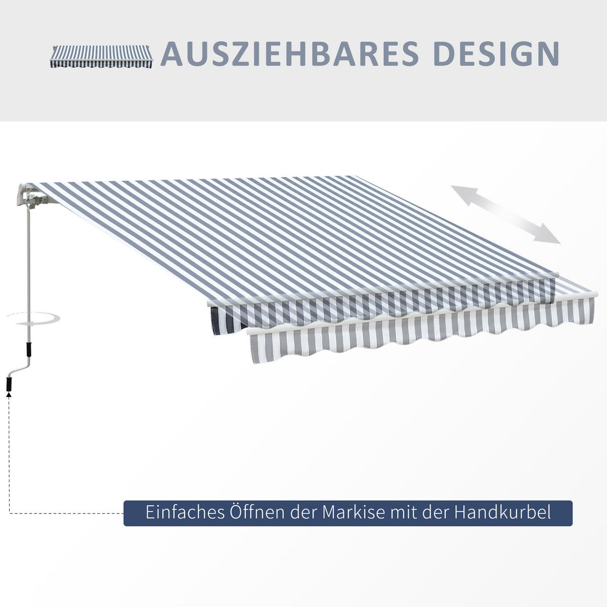 MARKISE, Grau+Weiß, Aluminium, Polyester - Grün, Metall (245/2/295cm) - Outsunny
