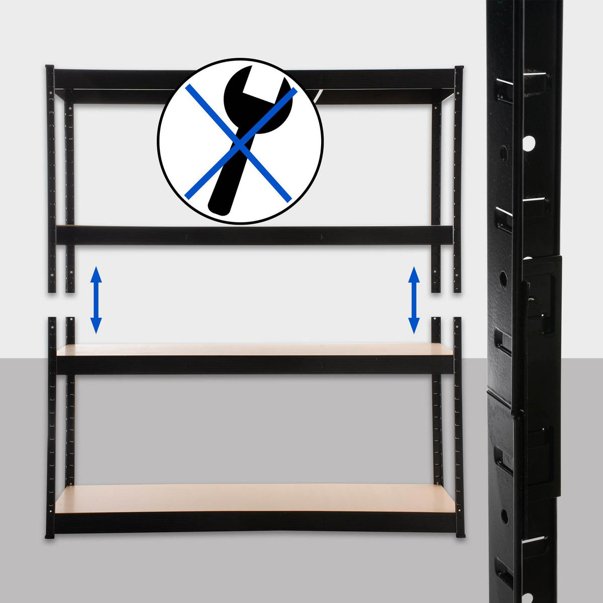 LAGERREGAL 160/60 cm Metall schwarz - Schwarz, Metall (160/180/60cm) - CLP