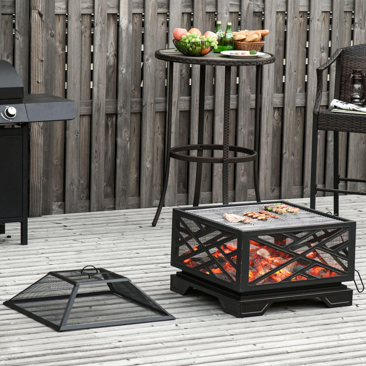 FEUERSCHALE, Eisen, Schwarz - Schwarz, Metall (66/66/66cm) - Outsunny