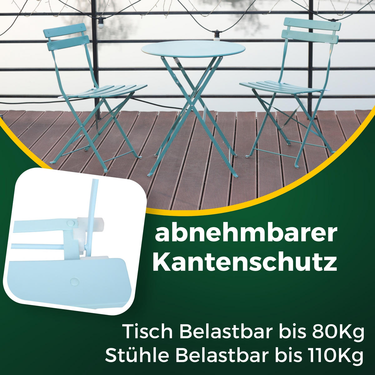 BISTRO SET Blau - Blau, Metall - Albatros