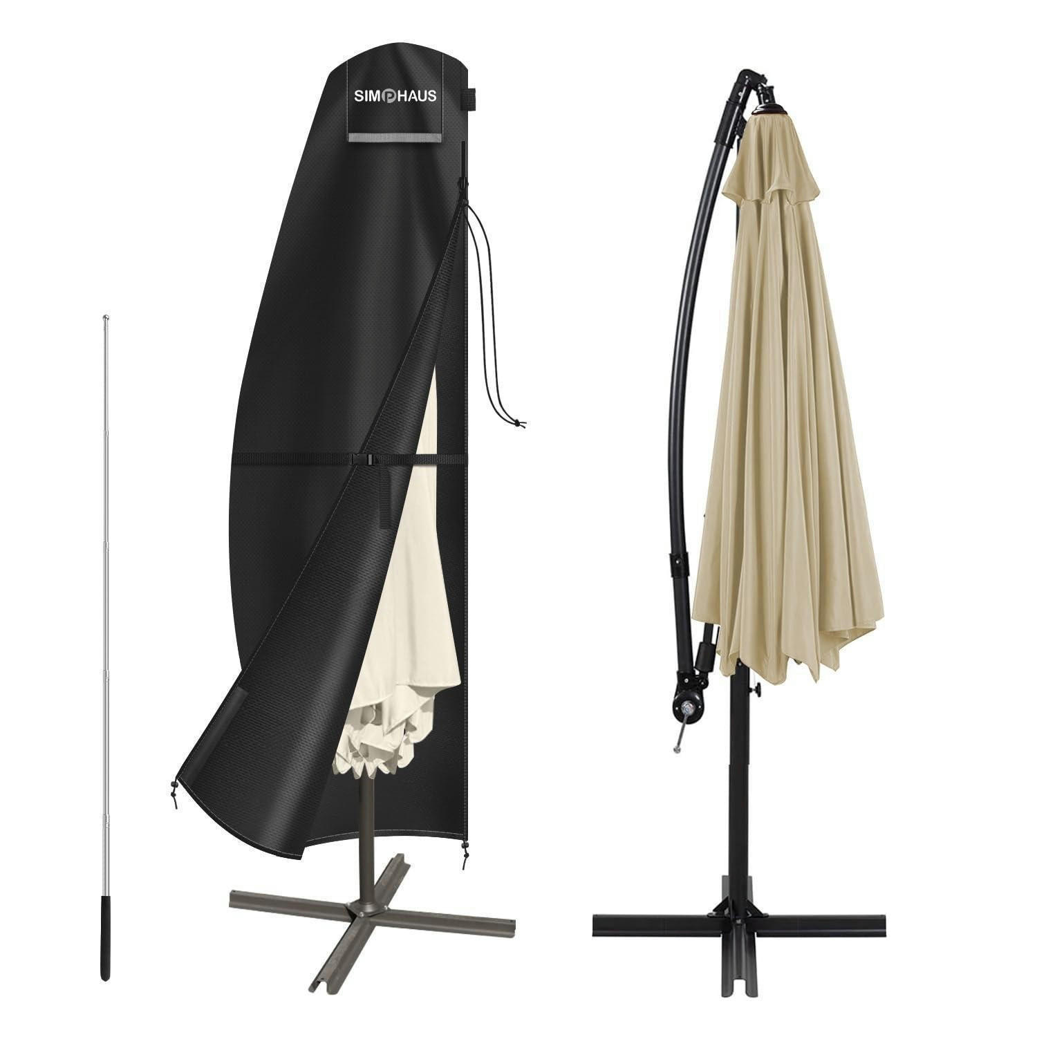 SONNENSCHIRM Schutzhülle Ampelschirm 240 cm wasserdicht 420D Oxford mit Stange - Beige, Kunststoff (240/240/50cm)