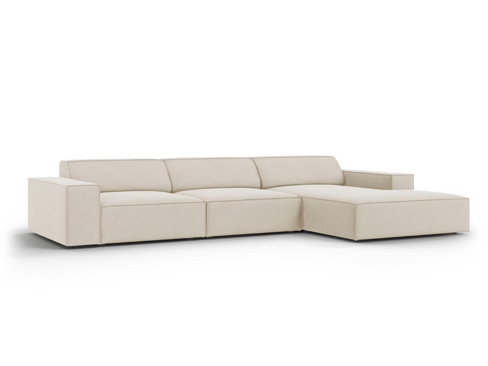 ECKSOFA rechts Jodie aus Samt dunkelbeige 4 Sitzplätze - Mokka, Textil (166/284cm) - Micadoni