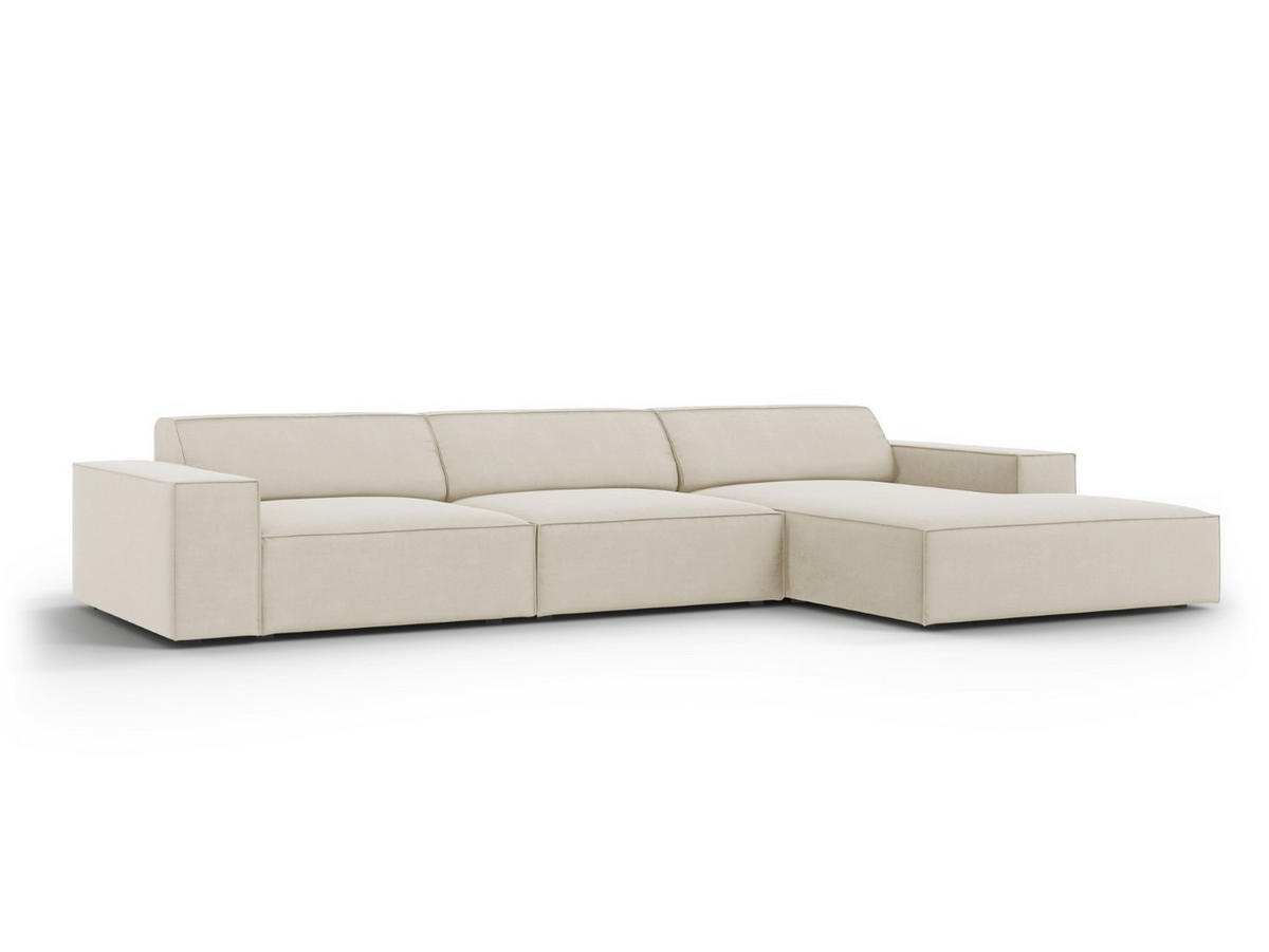 ECKSOFA rechts Jodie aus Samt dunkelbeige 4 Sitzplätze - Mokka, Textil (166/284cm) - Micadoni