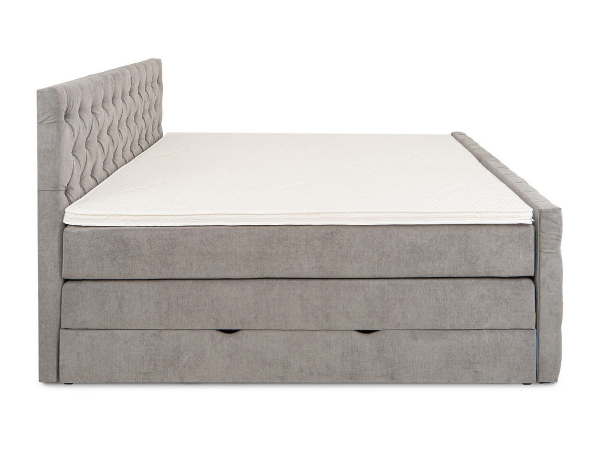 BOXSPRINGBETT London grau 200 /200 cm H3/H4 Samt - Grau, Textil (200/200cm) - wonello