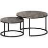 COUCHTISCH rund 2er Set Satztisch mit Metallrahmen, Marmoroptik Grau - Dunkelgrau/Schwarz, Holzwerkstoff/Metall (78.5/78.5/46.5cm) - HOMCOM