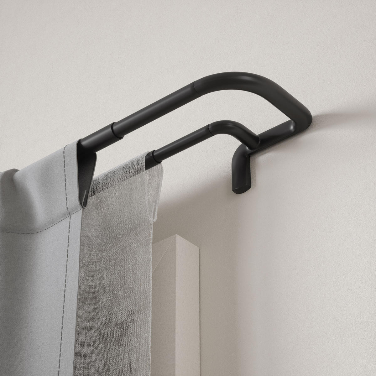 DOPPEL-GARDINENSTANGE Twilight, Schwarz - Schwarz, Metall (168cm)