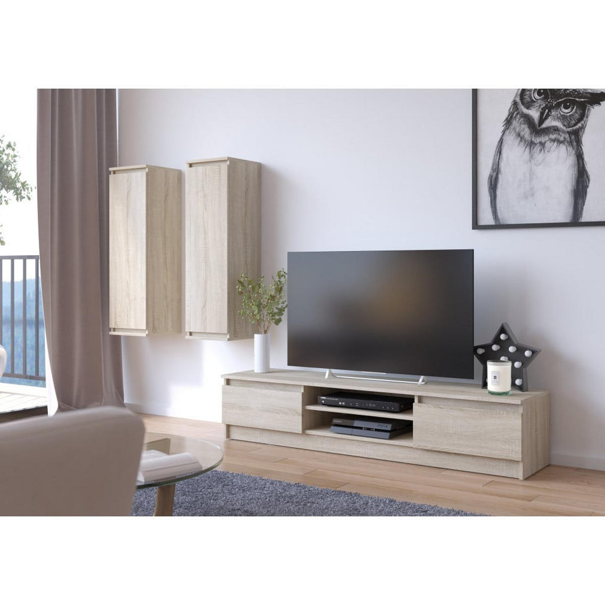 TV SKRINKA nízka - dub sonoma, kompozitné drevo (220/140/40cm) - RAUMHIRSCH FURNITURE