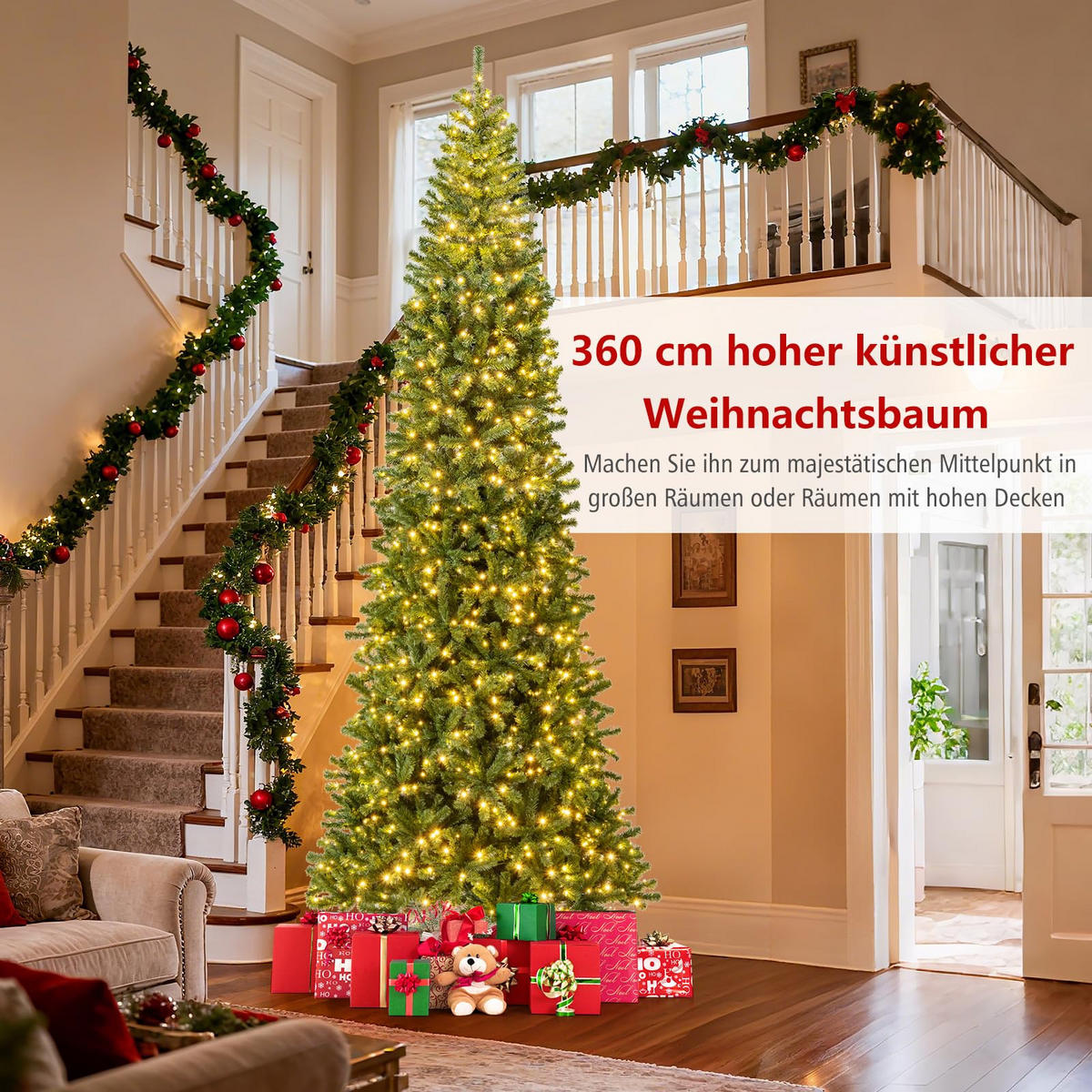 WEIHNACHTSBAUM große Tannenform mit LEDs 360 cm grün - Grün, Kunststoff (360cm) - COSTWAY