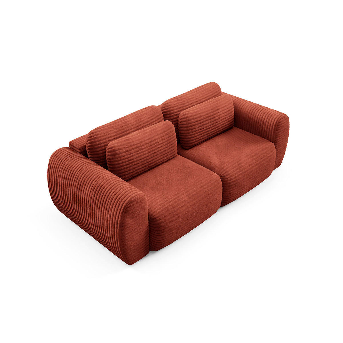 SOFA Camilla 3 Sitzplätze Terracotta - Orange, Holz (266/95/121cm) - Petits-meubles