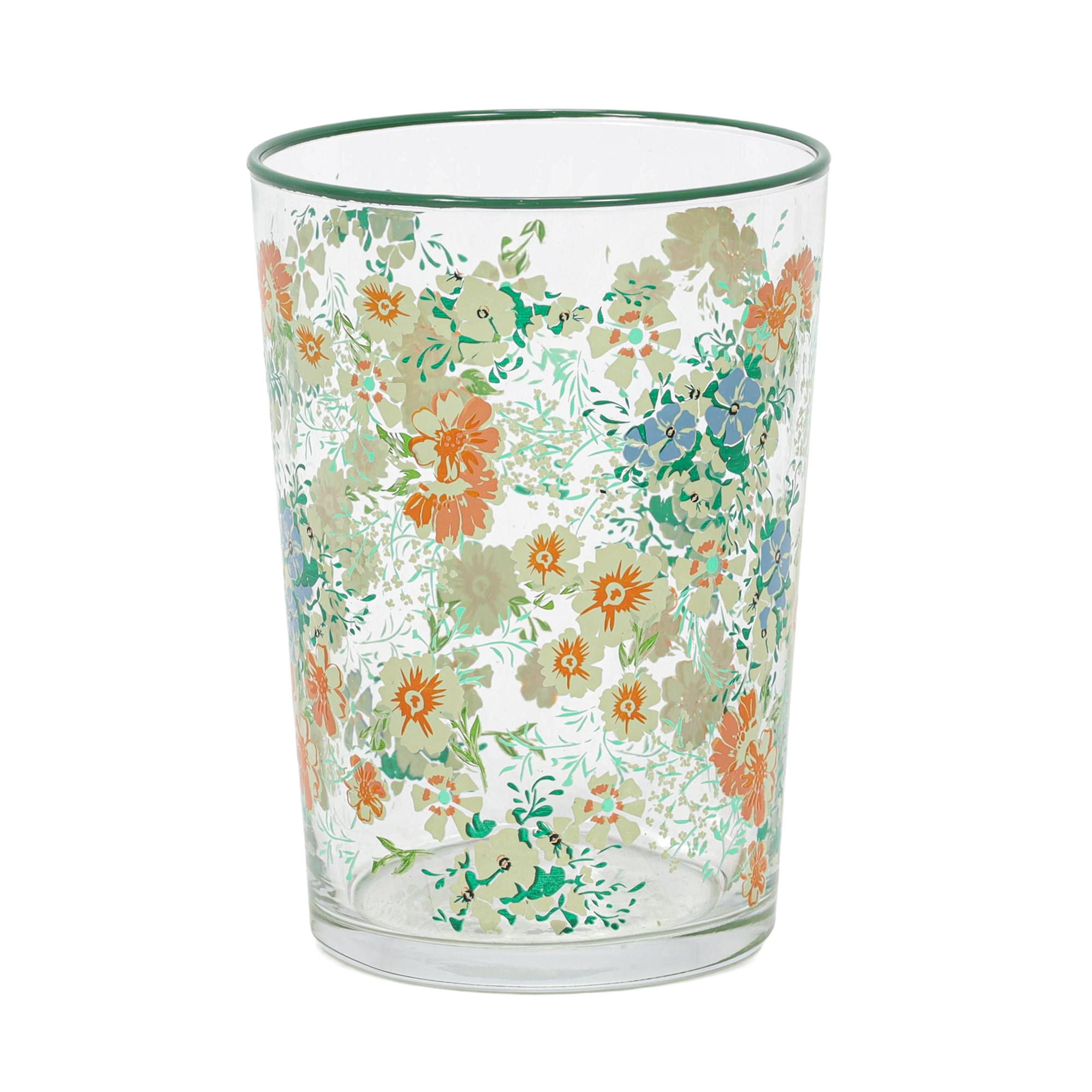 GLAS mit Blumenmuster Grün 510 ml 8,8/8,8/12 cm - Multicolor, Glas (0.51L) - Excellent Houseware