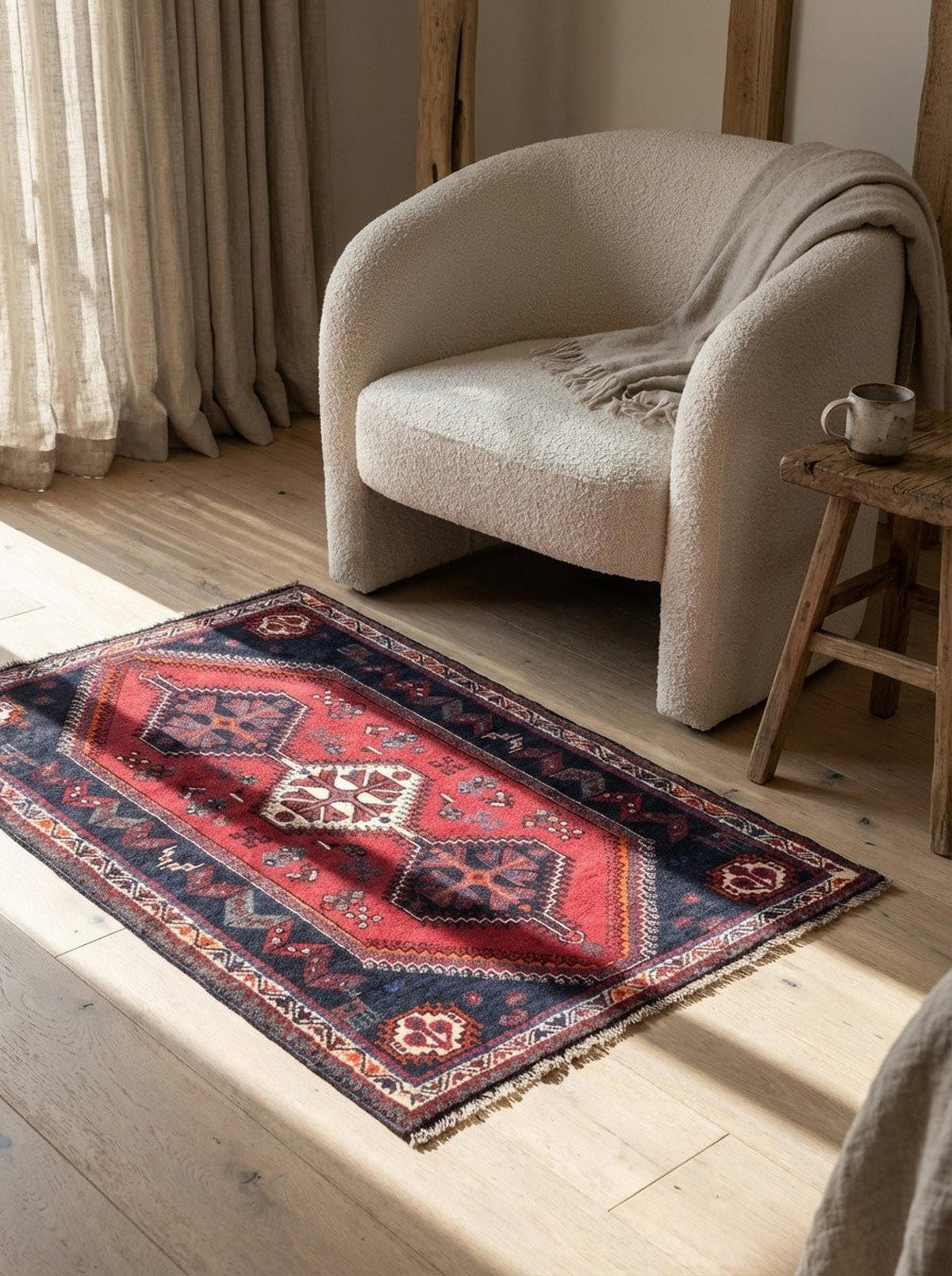 TEPPICH Gashgai Rot 155/108 cm Schurwolle - Rot, Textil (108/155cm) - Looma