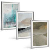 BILDER SET 3er Set - 40x60 cm Silberner Rahmen - Gemalte abstrakte Dekorationen - Silberfarben, Kunststoff (40/60cm) - TULUP