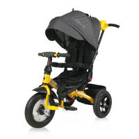 DREIRAD Jaguar 4 in 1 schwarz Gummireifen, Sitz drehbar, Stange, verstellbar - Gelb, Metall (120/53/103cm) - Lorelli