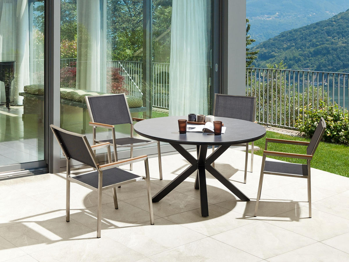 GARTENMÖBEL-SET 4-Sitzer Grau Maletto/Grosseto - Silberfarben/Schwarz, Metall - Beliani