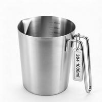 MESSBECHER Edelstahl 1000ml mit Feinskala - Silberfarben, Metall (1L)