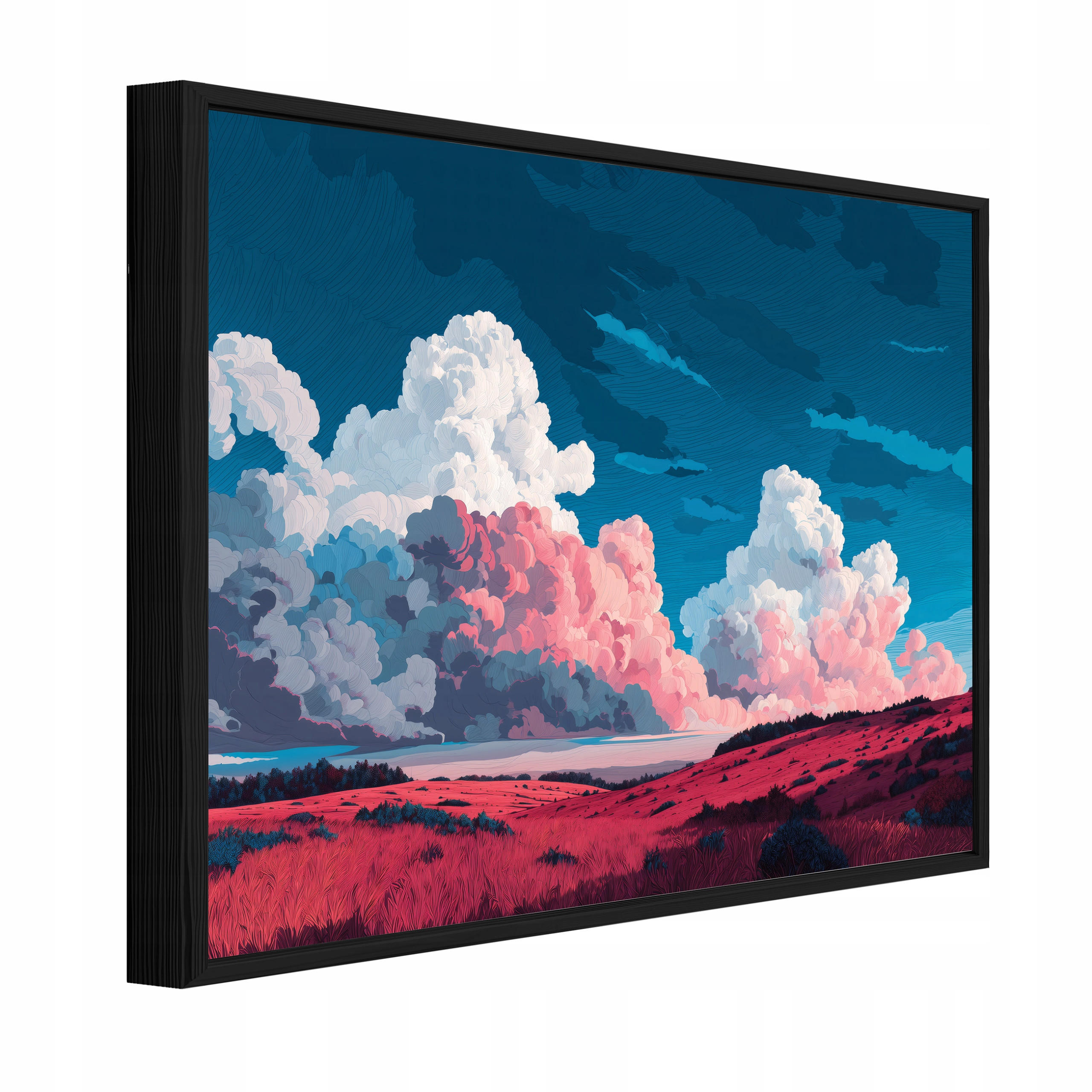 BILDER mit Rahmen Gebirge Aquarell Rosa 120x80 cm - Multicolor, Holzwerkstoff (120/80cm) - Wallarena