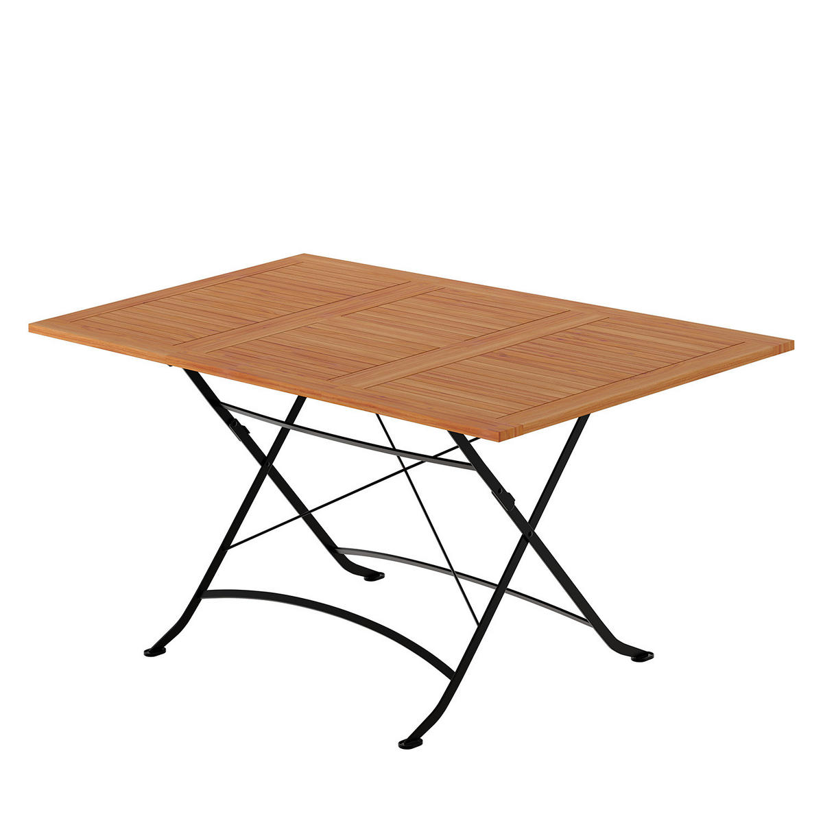 GARTEN-AUSZIEHTISCH - Akazie massiv / Stahl - Akazie / Schwarz - Schwarz/Akaziefarben, Holz/Metall (90/110/75cm) - home24