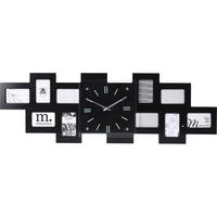 WANDUHR mit 10 schwarzen Bilderrahmen 80/4/26 cm - Schwarz, Holzwerkstoff (80/27/5.6cm) - Home Styling Collection