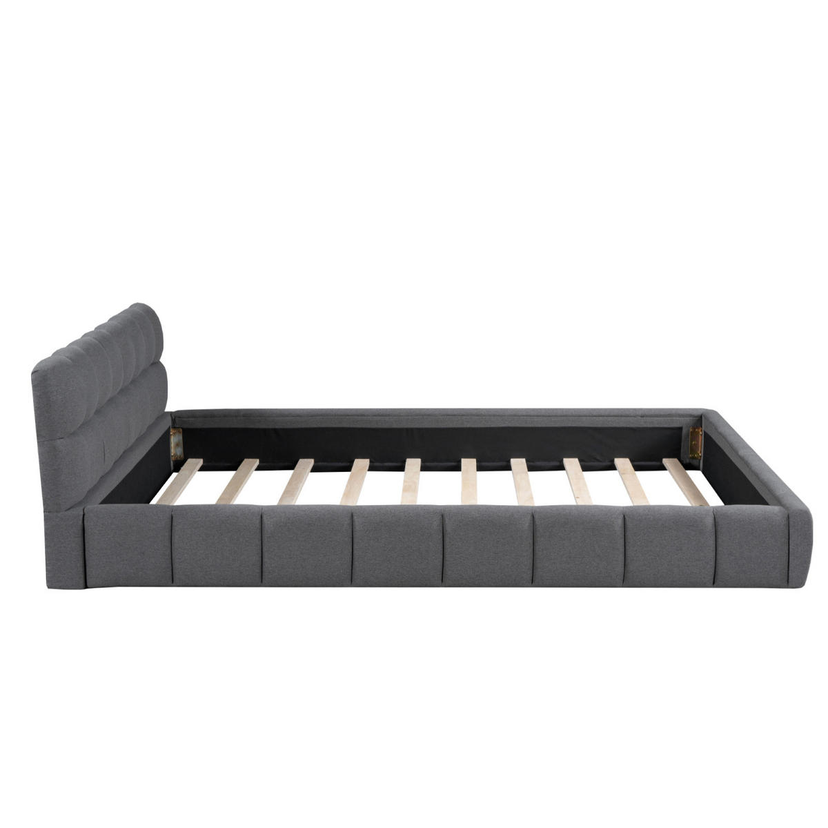 POLSTERBETT 140x190 cm, Grau, Leinen - Grau, Textil/Metall (140/190cm)