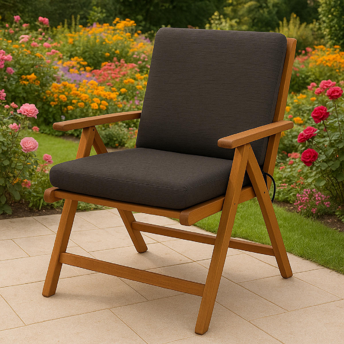 SESSELAUFLAGE Bolton - 45x88cm, anthrazit - Grau, Textil (45/7/88cm) - TPFGarden