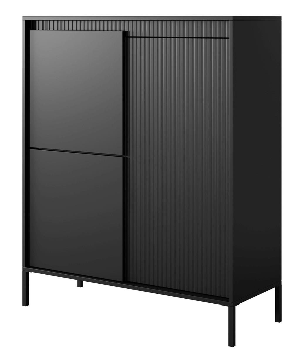KOMMODE 104 cm Santori, Beine, 2 Türen, Schwarz - Schwarz, Holz/Metall (104/123/40cm) - Emporius