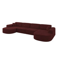 WOHNLANDSCHAFT MARI-U2 - 388x171x79 cm Bordeaux Velours - Bordeaux/Schwarz, Holzwerkstoff/Kunststoff (388/79/171cm) - ALTDECOR