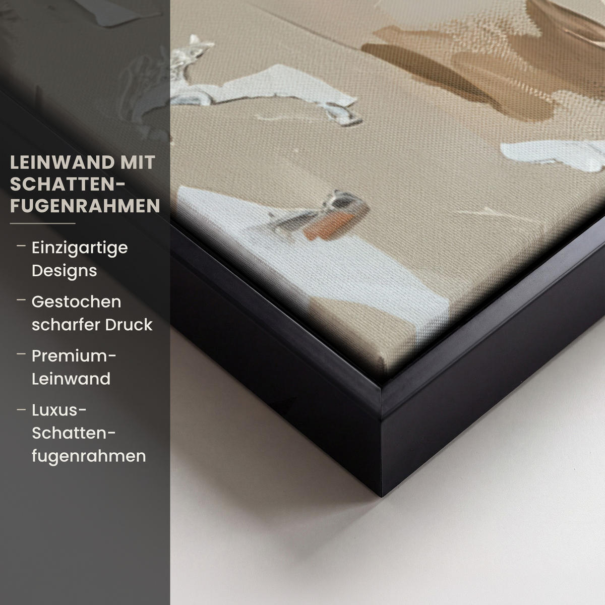 LEINWAND Bilder mit Rahmen - Frau - Farbe - Abstrakt - Beige - Modern - 100x70 - Sandfarben, Textil (100/70cm) - MuchoWow