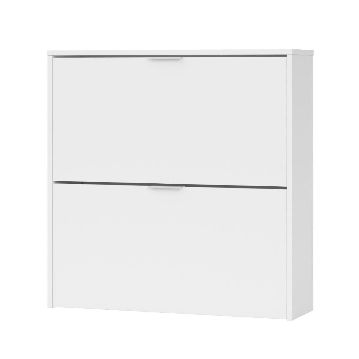 SCHUHSCHRANK 2 Klappen Zapateros - L75 cm - Weiß, Holzwerkstoff (22/76/75cm) - Calicosy