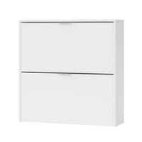 SCHUHSCHRANK 2 Klappen Zapateros - L75 cm - Weiß, Holzwerkstoff (22/76/75cm) - Calicosy