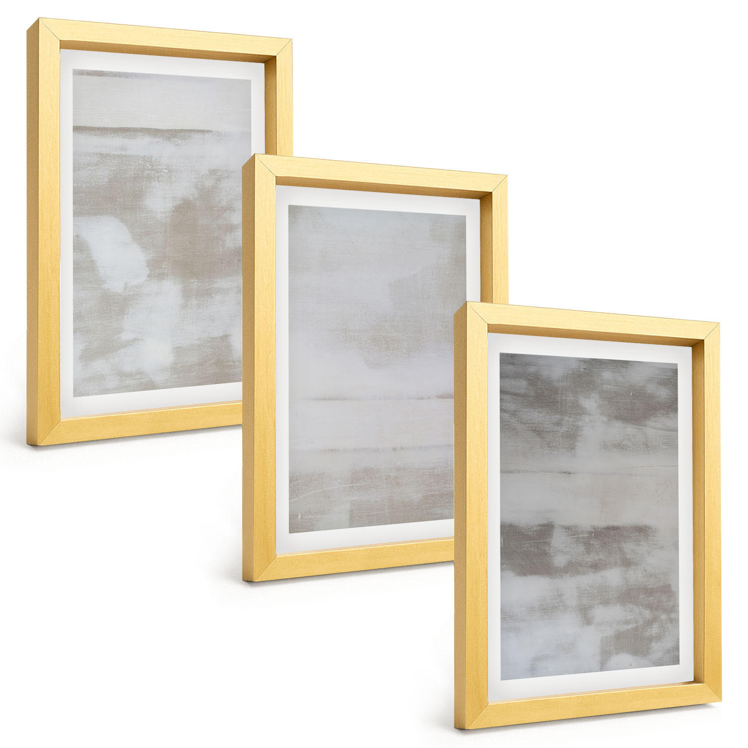 BILDER SET 3er Set - 20x30 cm Goldrahmen - Moderne, Used-Look-Texturen - Goldfarben, Kunststoff (20/30cm) - TULUP