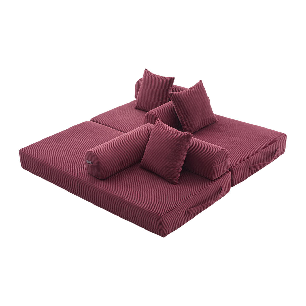SOFA 3-Sitzer in Weinrot aus Cord mit modularem Design und Metallrahmen - Weinrot, Holzwerkstoff/Textil (200/67/94cm) - CHICFURN