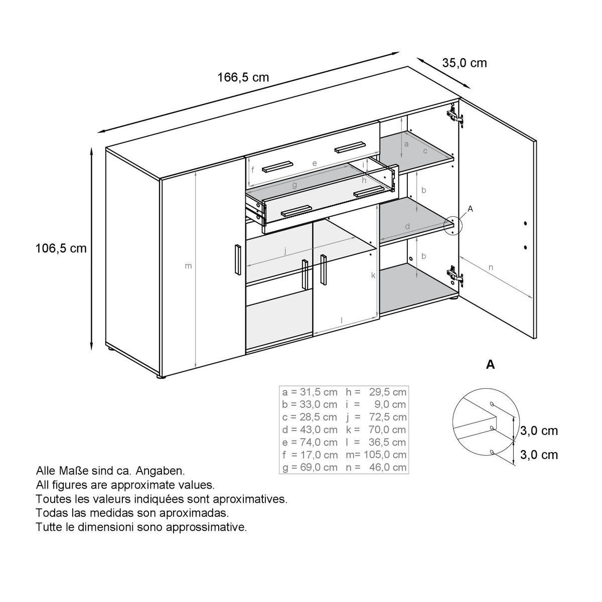HIGHBOARD Aron Fronten in Sandgrau Hochglanz - Sandfarben, Holzwerkstoff (166.5/106.5/35cm) - Vladon
