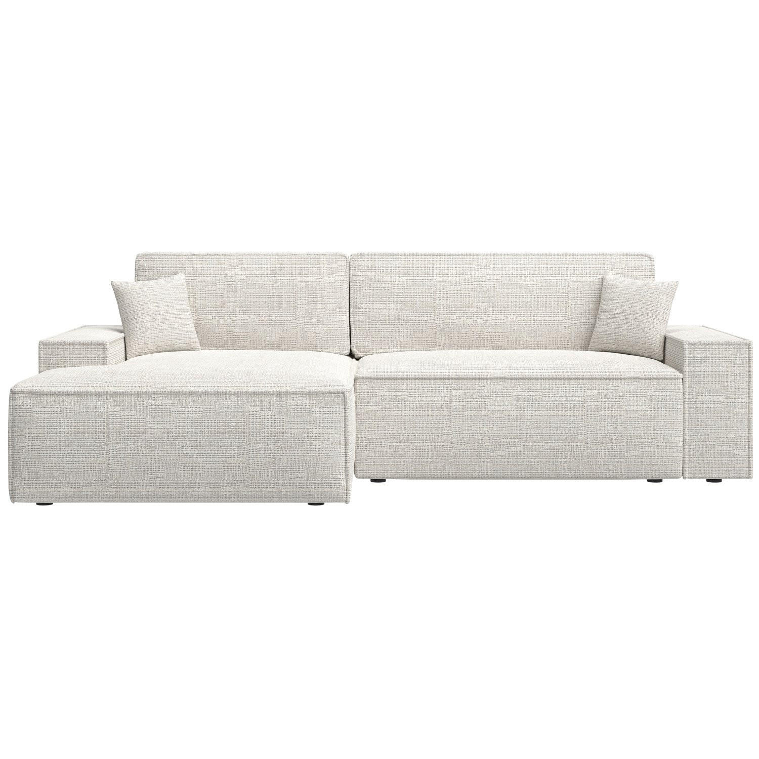 ECKSOFA Farese New Hellbeige Chenille - Ecru/Schwarz, Kunststoff/Textil (267/167cm) - Selsey