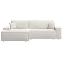 ECKSOFA Farese New Hellbeige Chenille - Ecru/Schwarz, Kunststoff/Textil (267/167cm) - Selsey