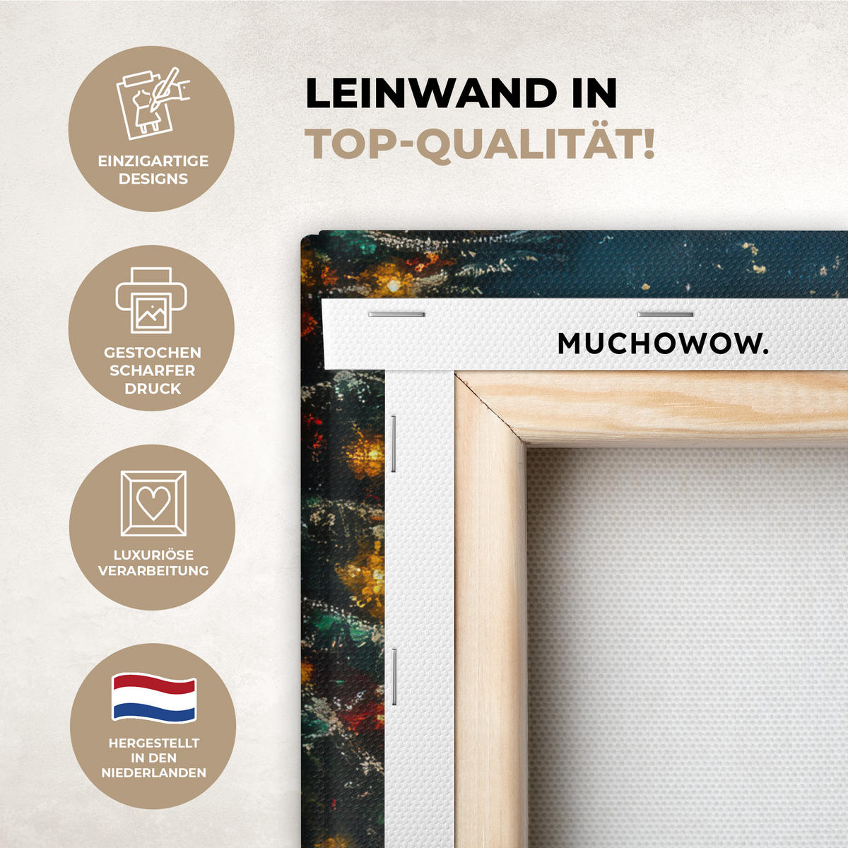 LEINWANDBILD Weihnachtsmann - Weihnachten - Winter - Weihnachtsbaum 40x30 cm - Bordeaux, Textil (40/30cm) - MuchoWow