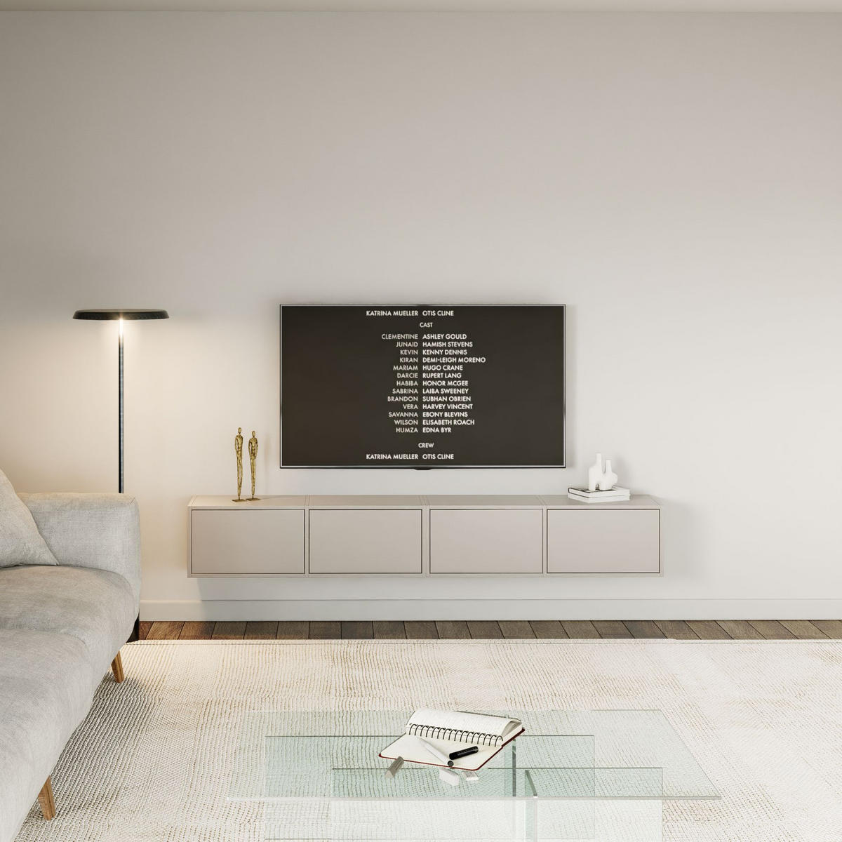 TV-LOWBOARD Framme hängend Kaschmirgrau 200 cm - Kaschmir, Holzwerkstoff (201.2/30/30cm) - Selsey