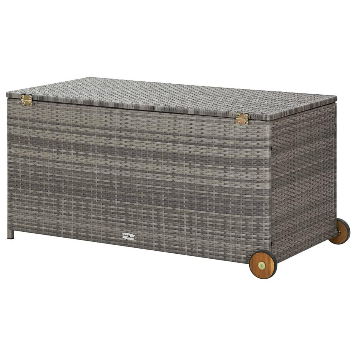 GARTEN-AUFLAGENBOX Hellgrau 120x65x61 cm Poly Rattan - Grau, Holz (65/61/120cm) - furnicato