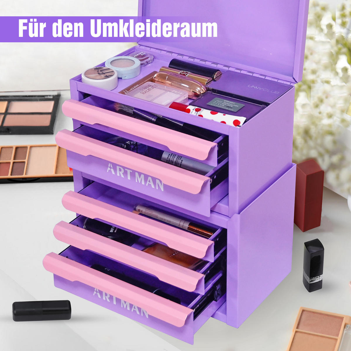 KOMBINATIONSKOFFER – Violett-Rosa, 2+3 Ebenen - Multicolor, Metall (15.8/32/28.5cm) - DCA