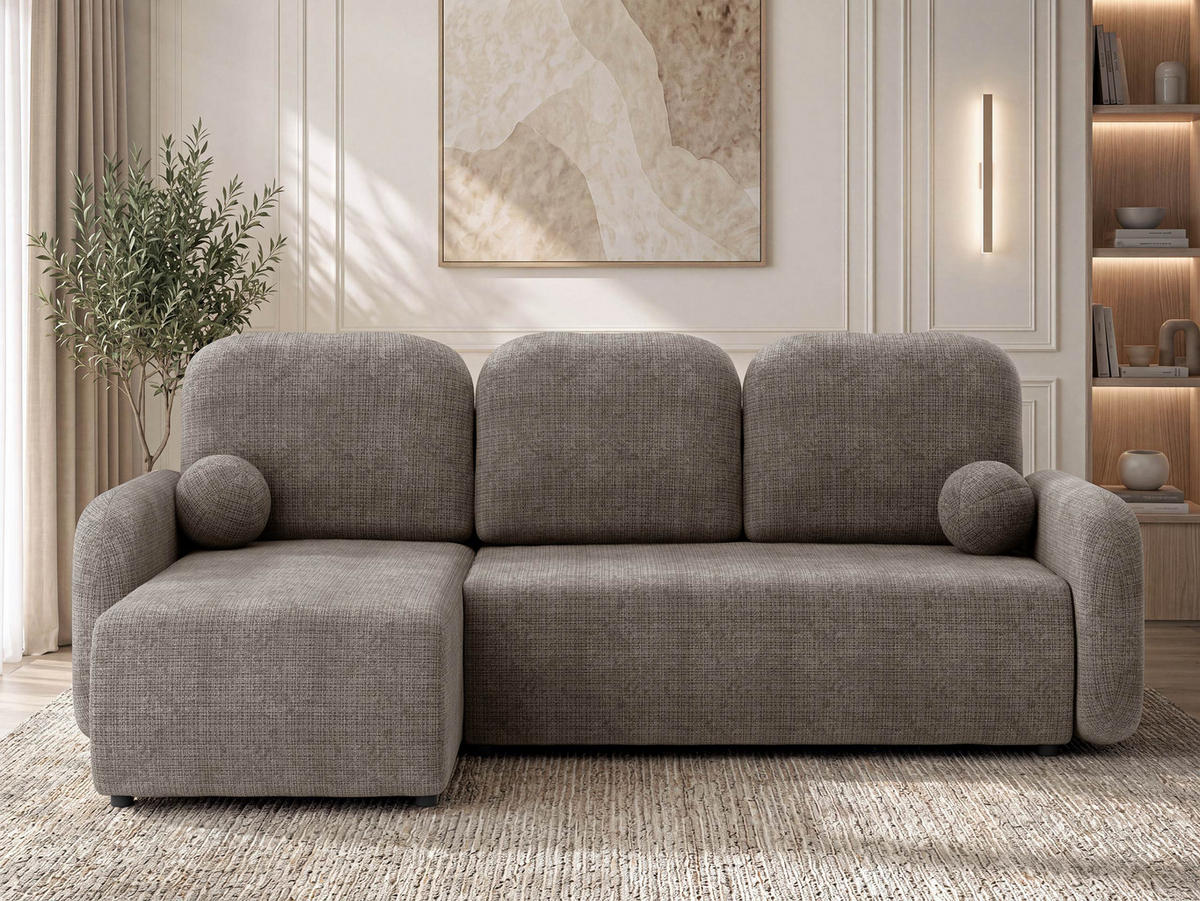 ECKSCHLAFSOFA Gizefa - Dunkelbraun/Schwarz, Holz/Kunststoff (233/147cm) - MIRJAN24