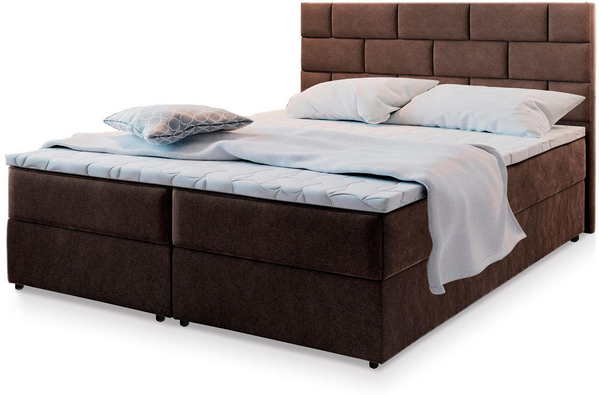 POSTEL BOXSPRING KERLO 160x200 cm, s matrací a úložným prostorem, hnědá - hnědá, kompozitní dřevo/textil (160/200cm) - MASSENO