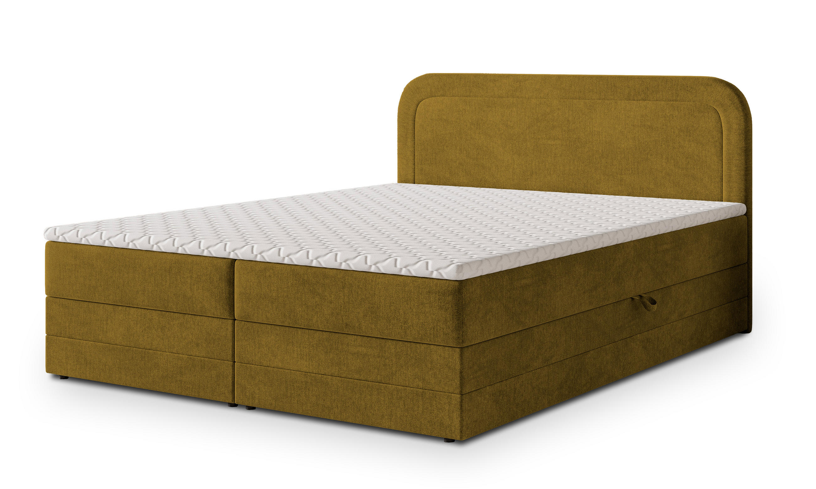 BOXBETT ARMEL 180x200 cm mit Matratze und Topper - Gelb - Gelb, Holz (180/200cm) - MASSENO