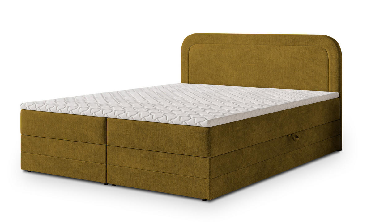 BOXBETT ARMEL 140x200 cm mit Matratze und Topper - Gelb - Gelb, Holz (140/200cm) - MASSENO