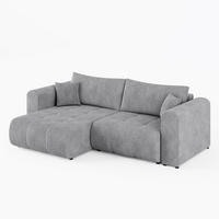 ECKSOFA RIVA Links Grau Cord-Stoff L-Form Couch mit Schlaffunktion & Bettkasten - Schwarz/Grau, Holz (255/160cm) - Barchello
