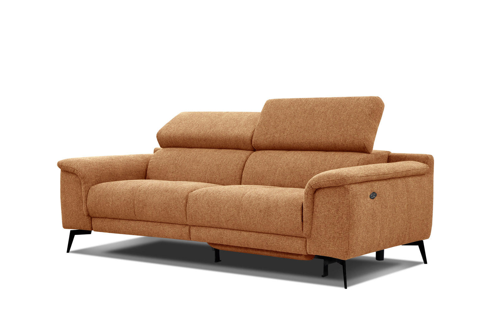 RELAXSOFA FIERO 3-Sitzer mit 1 Relaxfunktion, orange - Schwarz/Orange, Holzwerkstoff/Textil (212/82/103cm) - Courtois Laville