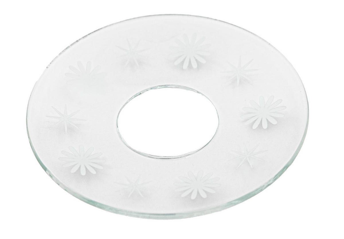 GLAS-KERZENMANSCHETTE (Bobeches) "Wintertraum" für Kerzen bis Ø 25 mm - Transparent, Paraffin (7/0.2/7cm) - Holfeuer Crystal Design