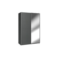SCHWEBETÜRENSCHRANK Queen in Grafit 135 x 198 x 65 cm (BxHxT – Kleiderschrank mit einer Spiegeltür - Grau, Holzwerkstoff (80/200/120cm)