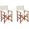 GARTENSTUHL 2er-Set Akazienholz dunkelbraun Auflagen cremeweiß Cine - Dunkelbraun/Weiß, Holz (50/91/50cm) - Beliani
