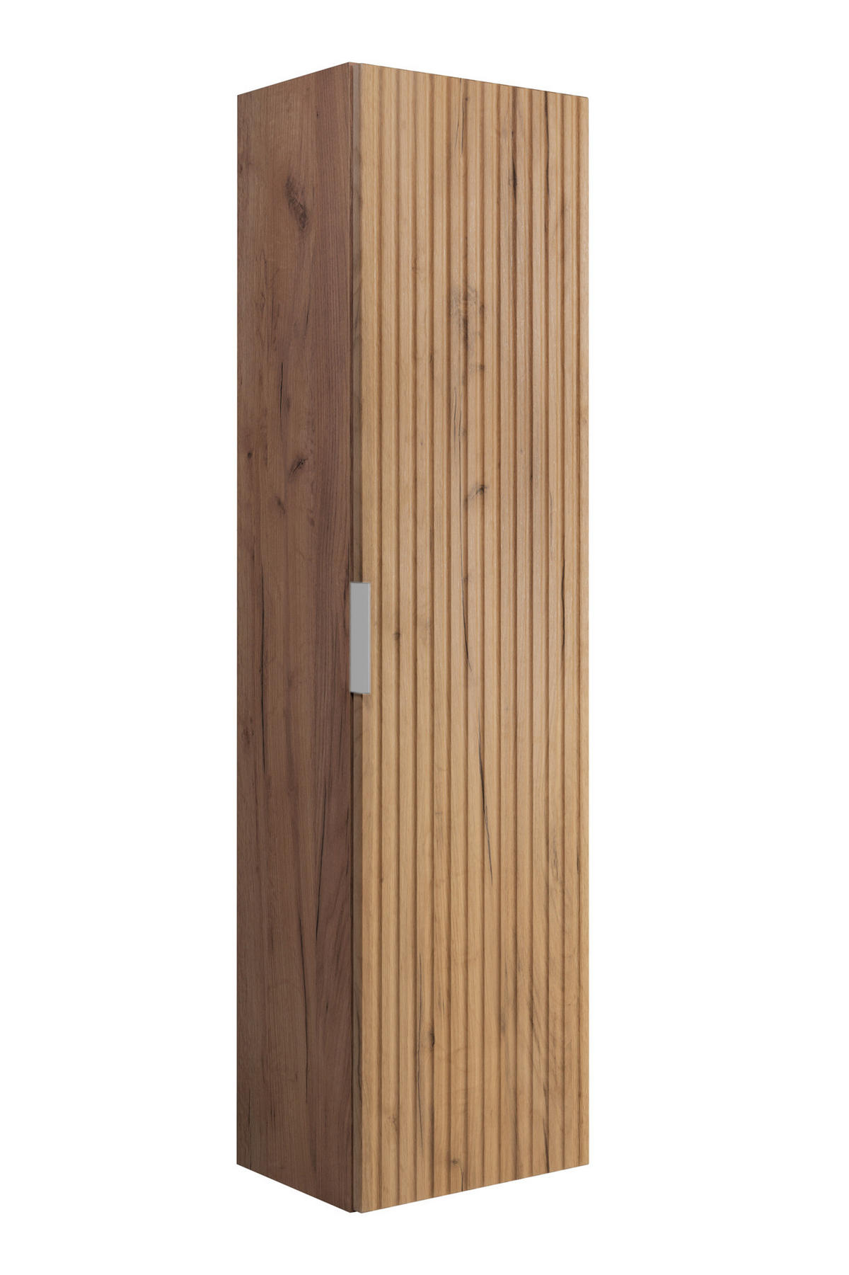 BADEZIMMERSCHRANK, Eiche Craft, 35 x 136 x 27 cm, silberner Griff - Eichefarben/Silberfarben, Holzwerkstoff (35/136/27cm) - 3XE LIVING